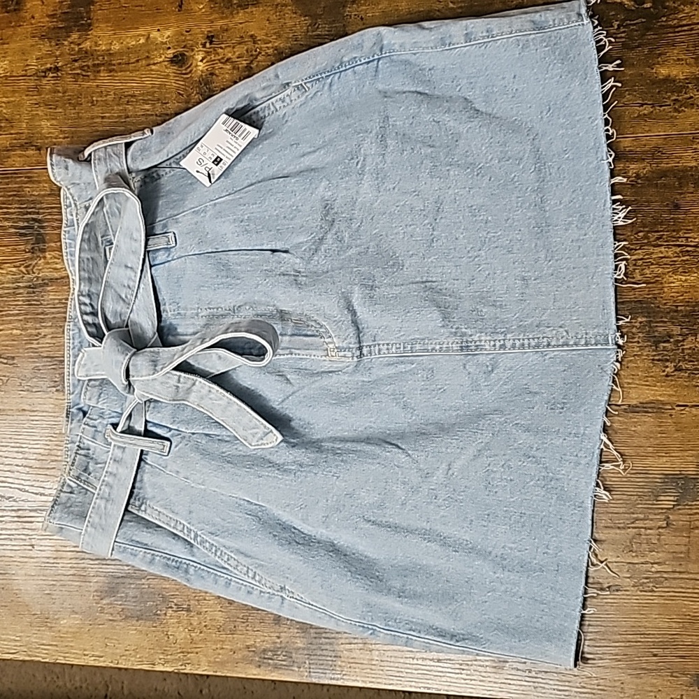 NWT Garage Paperbag Light Wash Denim Skirt Small